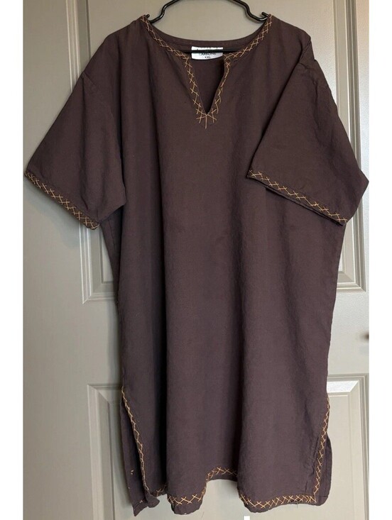 Other - Brown Short Sleeve Viking Tunic With Contrasting Thread Trim